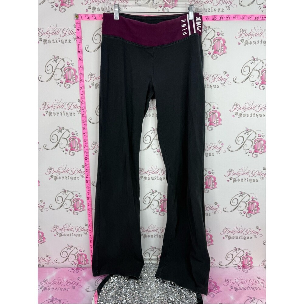 PINK Victoria's Secret Black Boot Cut Pants with Maroon Waistband